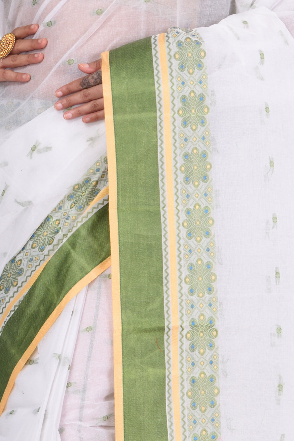 Green Pure Cotton VelvetPar_tant Tant Saree (700)